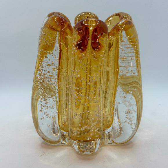 Tozai Home Murano Bullicante Style Art Glass Amber - Picture 2 of 5